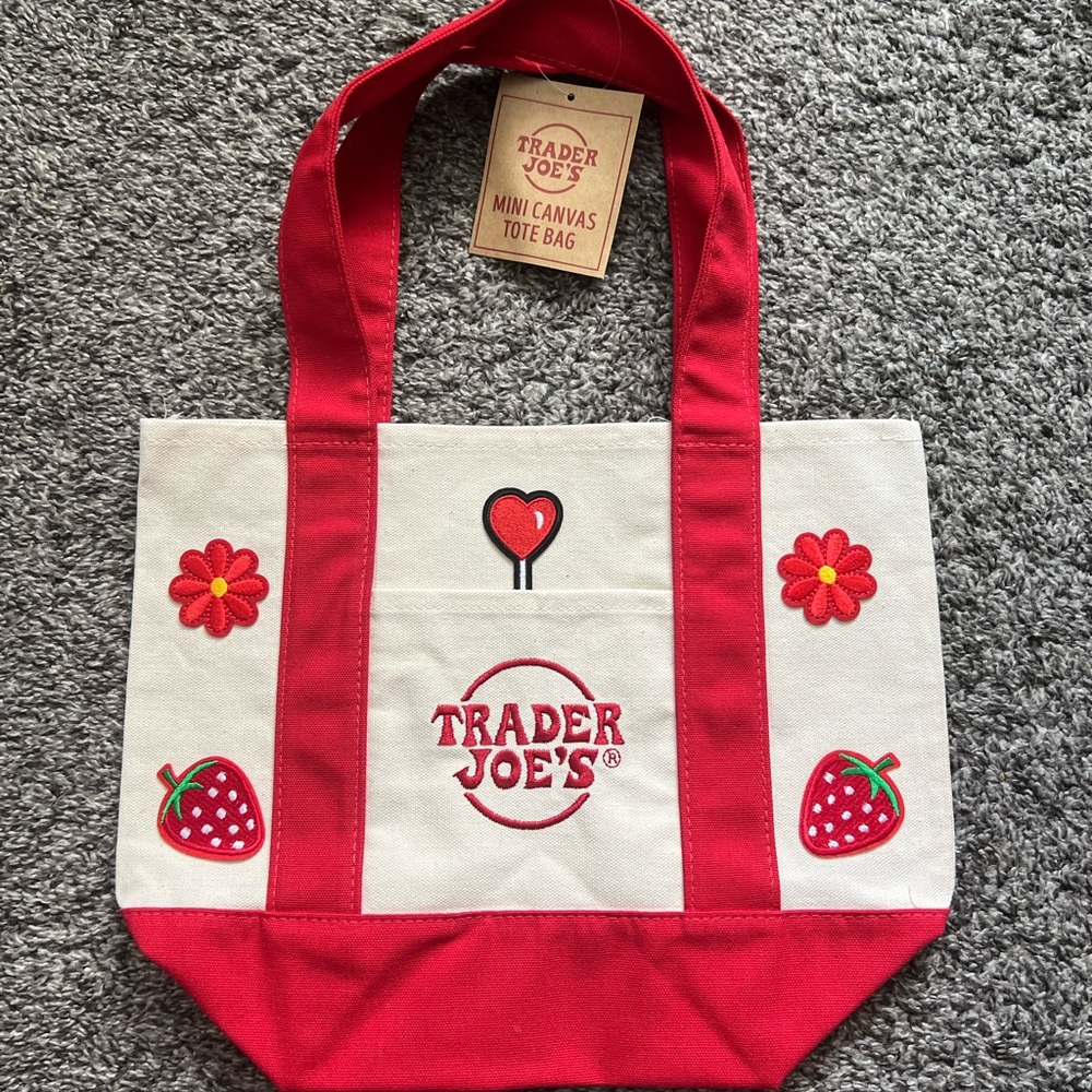 Trader Joe's Red and White Mini Canvas Bag